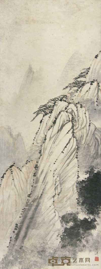 贺天健 山水 立轴 118×45cm